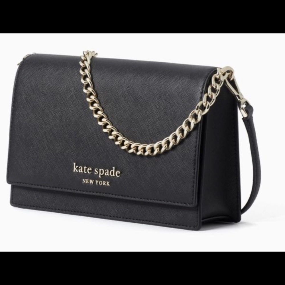 New Kate Spade Black Crossbody w/gold accent.